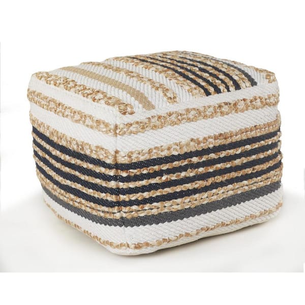 HomeRoots Amelia Tan Cotton Square Accent Ottoman