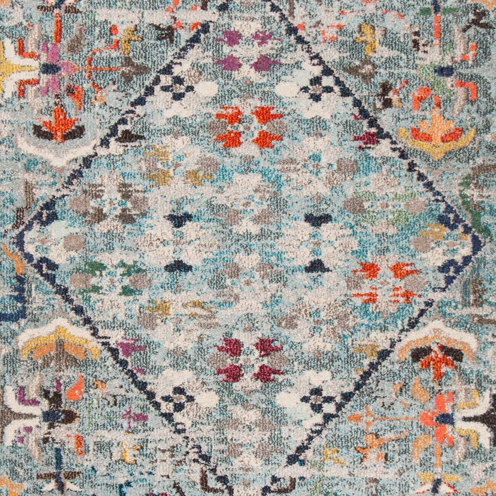 Monaco 5' x 5' Blue Floral Synthetic Square Rug