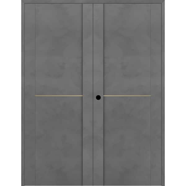 Belldinni Vona 01 1H Gold 72 in. x 80 in. Right Hand Active Dark Urban Wood Composite Double Prehung Interior Door