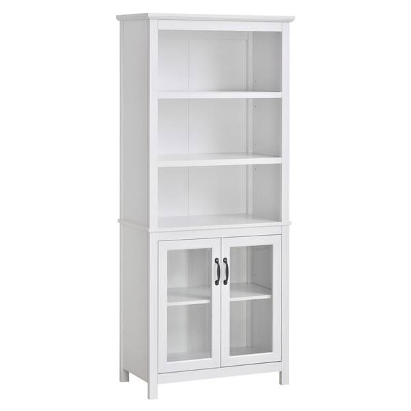 Shelf Storage Cabinet Standard Bookcase, White Bookcase With Cabinet On Bottom