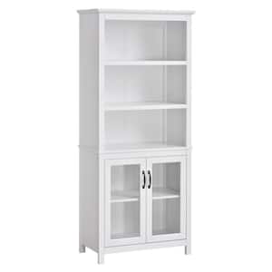 70.75 in White MDF 2 Shelf Storage Cabinet Standard Bookcase with Adjustable Shelves Display Rack