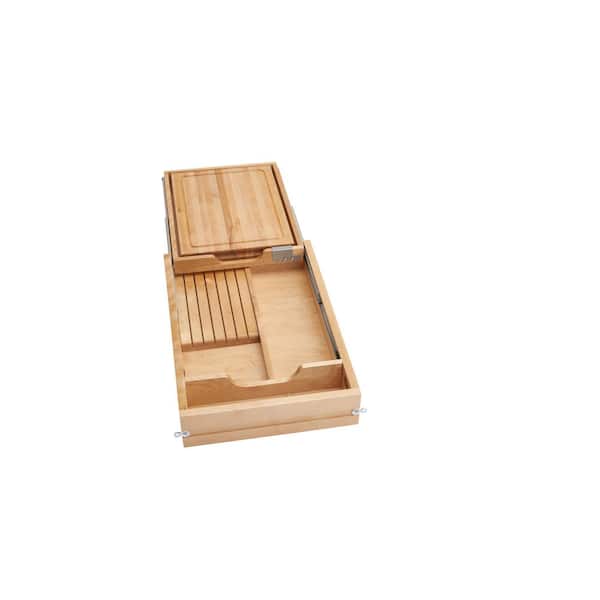 Wood Knife Organizer and Cutting Board Replacement Drawer System W/Soft-Close 15.0 in. W x 21.75 in. D x 4.4 in. H