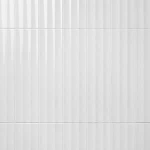 Colorwave Fluted White 4.43 in. x 17.62 in. Polished Crackled Ceramic Wall Tile (9.26 Sq. Ft./Case)