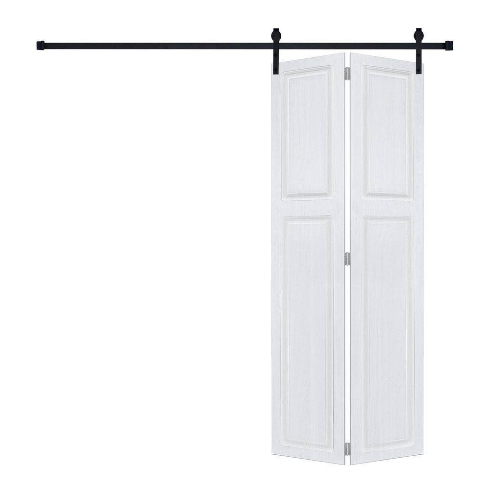 2-Panel Bi-Fold 80 in. x 32 in. MDF White Walnut Barn Sliding Door with Hardware Kit price history on PriceWatchPro