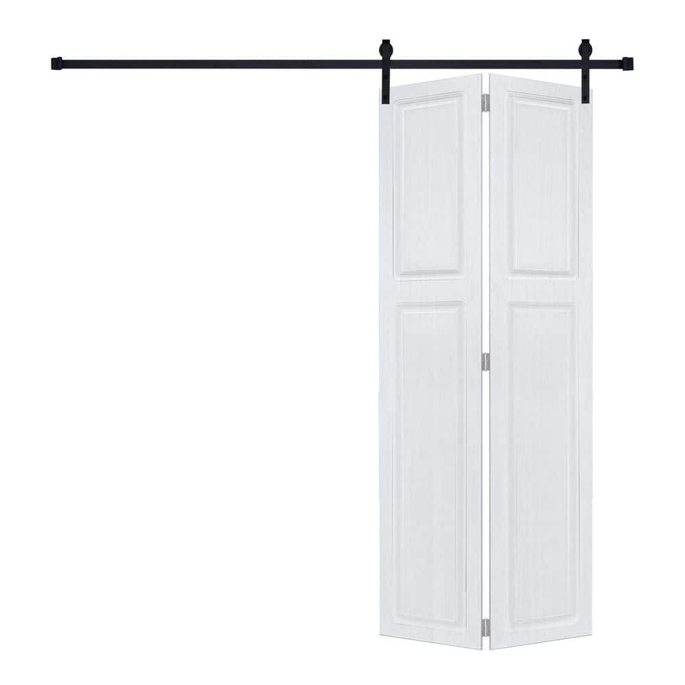 2-Panel Bi-Fold 84 in. x 38 in. MDF White Walnut Barn Sliding Door with Hardware Kit price history on PriceWatchPro