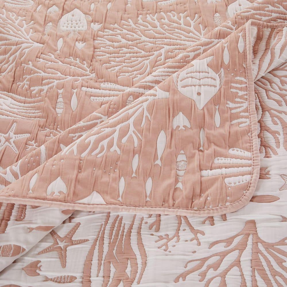 Marina Blush Full Microfiber Reversible Nautical Coverlet Set
