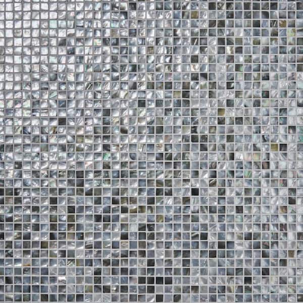 Ivy Hill Tile Mother of Pearl Deep Ocean Gray 12 in. x 12 in. x 2 mm Square Pearl Shell Glass Mosaic Tile