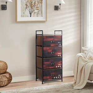 17.5 in. W x 38.5 in. H Dark-Brown Rectangle MDF 4-Fabric Drawers Storage Dresser End Table with Fabric Drawers