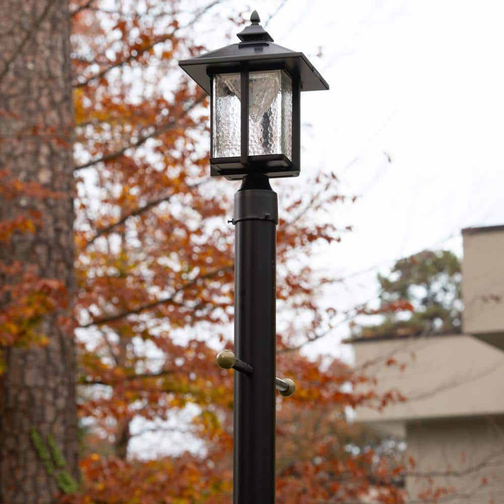 Casita Black Cast Aluminum Solar LED Lamp Post with Beveled Glass