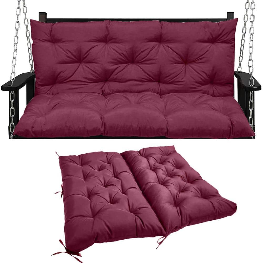 60 in. x 40 in. 3-Seater Replacement Outdoor Swing Cushions with Back Suppo