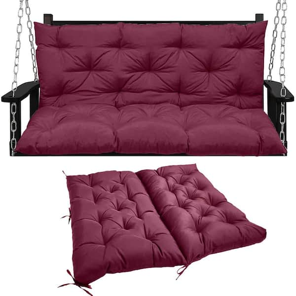 60 in. x 40 in. 3 Seater Replacement Outdoor Swing Cushions with Back Support Waterproof Bench Cushion Wine Red Wine Red 60inX40in The Home Depot