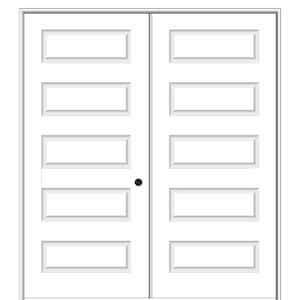 60 in. x 80 in. Smooth Rockport Left-Hand Active Solid Core Primed Molded Composite Double Prehung Interior Door