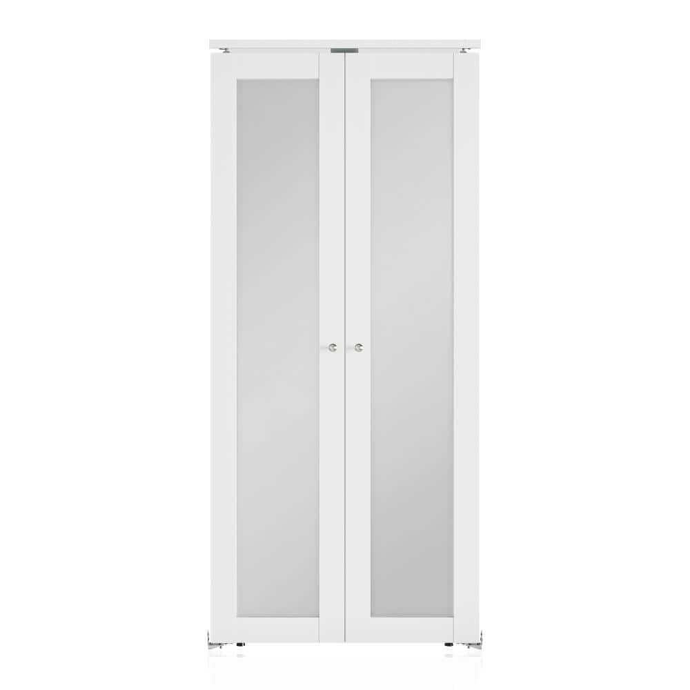 36 in x 78 in. 1-Lite Mirrored Glass Solid Core White Finished MDF (Pivot French) Bi-fold Door with Pivot Hardware price history on PriceWatchPro