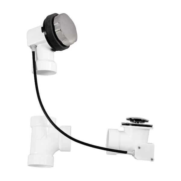 Westbrass 27 in. Sch. 40 PVC Cable Drive Bath Waste, Satin Nickel