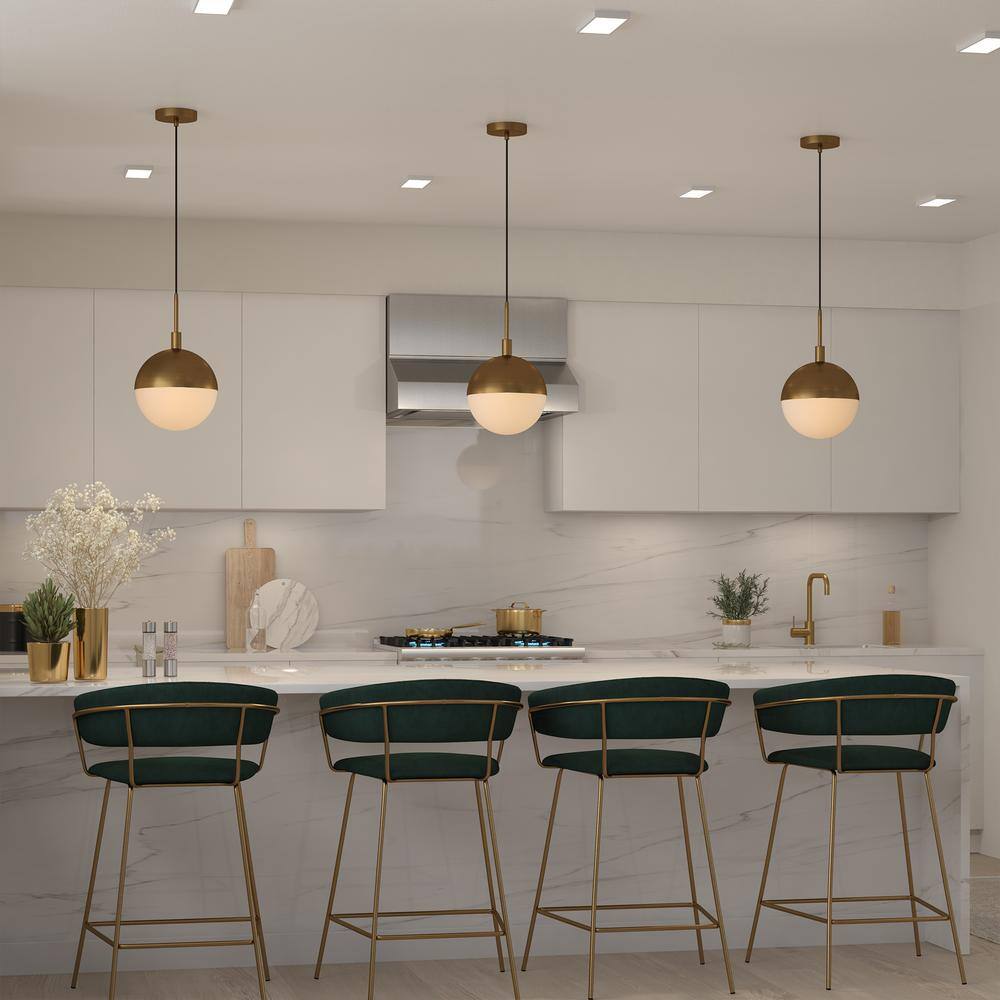 Orb Brushed Brass 12" Globe Pendant with Frosted Glass Shade