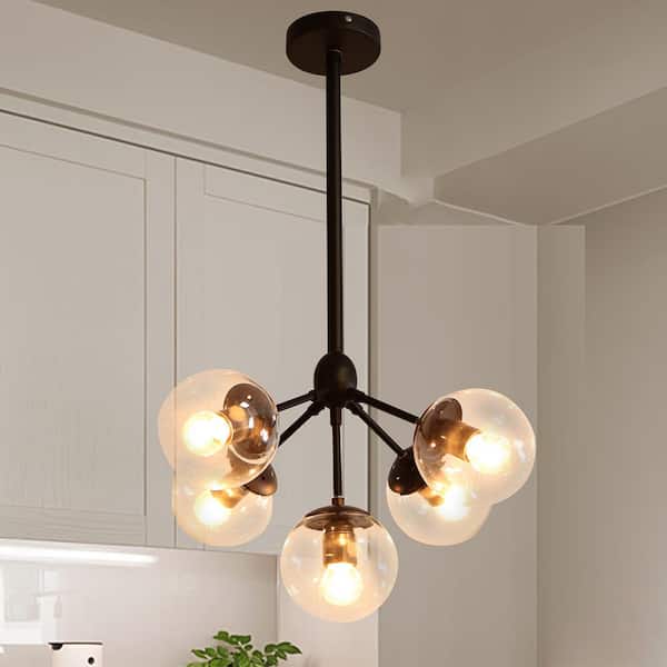 Enthen 5-Light Orb Black Shade Chandelier