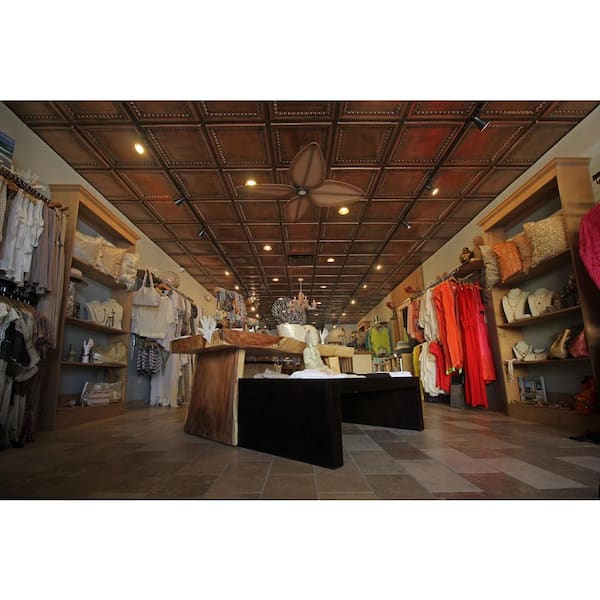 Cambridge Aged Copper 2 ft. x 2 ft. PVC Glue Up or Lay in Faux Tin Ceiling Tile (300 sq. ft./Case)