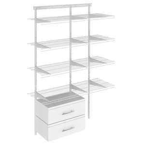 Shelftrack 16.75 in. D x 48 in. W x 84 in. H White Wire Adjustable Pantry Closet Kit with Laminate Drawers