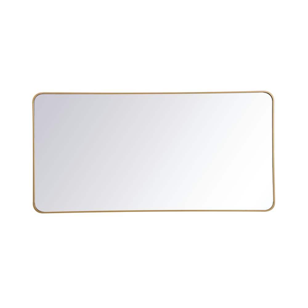Timeless Home 60 in. H x 30 in. W Brass Modern Soft Corner Rectangular Wall