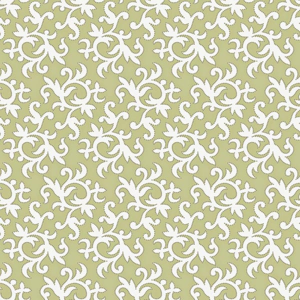 The Wallpaper Company 8 in. x 10 in. Green All Over Multi Swirl Print with Metallic Outline Wallpaper Sample
