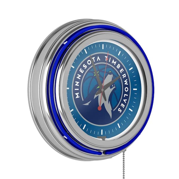 Unbranded Minnesota Timberwolves Blue Logo Lighted Analog Neon Clock
