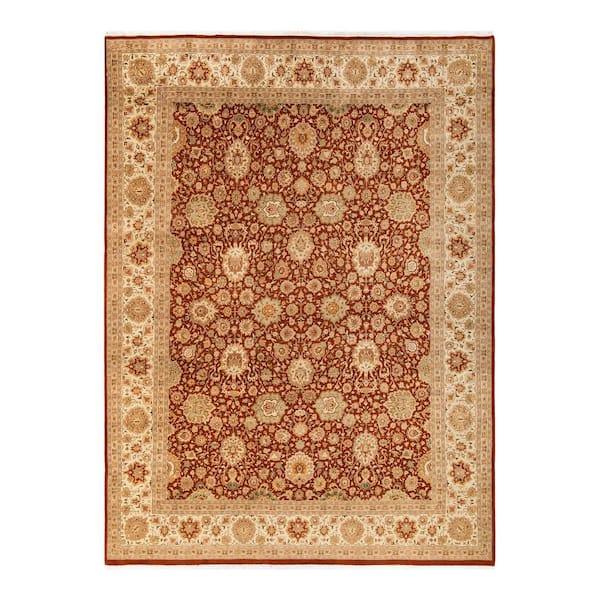 Mogul Brown 8 x 10 Oriental Wool Indoor Area Rug