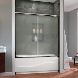 60 in. W x 57-3/8 in. H Sliding Semi Frameless Tub Door in Chrome Finish with Frosted Glass