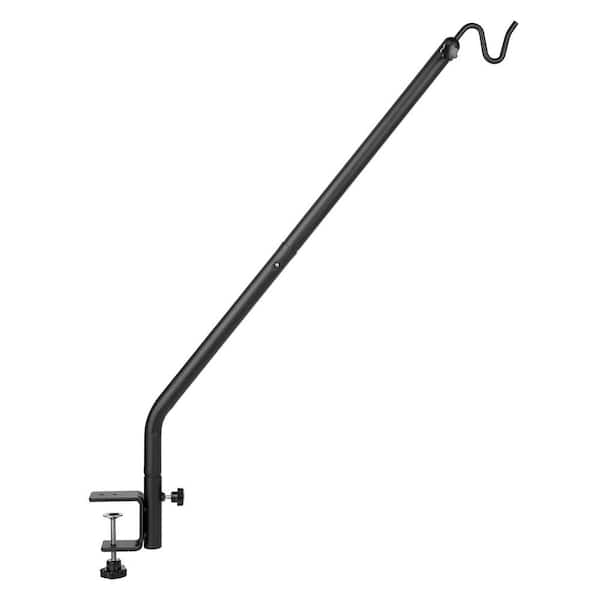 Angel Sar 27 in. to 39 in. Adjustable Metal Deck Railing Hooks for Hanging Bird Feeders, Planters and Lanterns, Black (1-Pack)