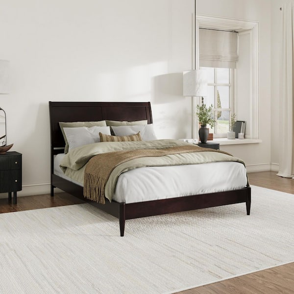 AFI Valencia Brown Solid Wood Frame Queen Low Profile Platform Bed