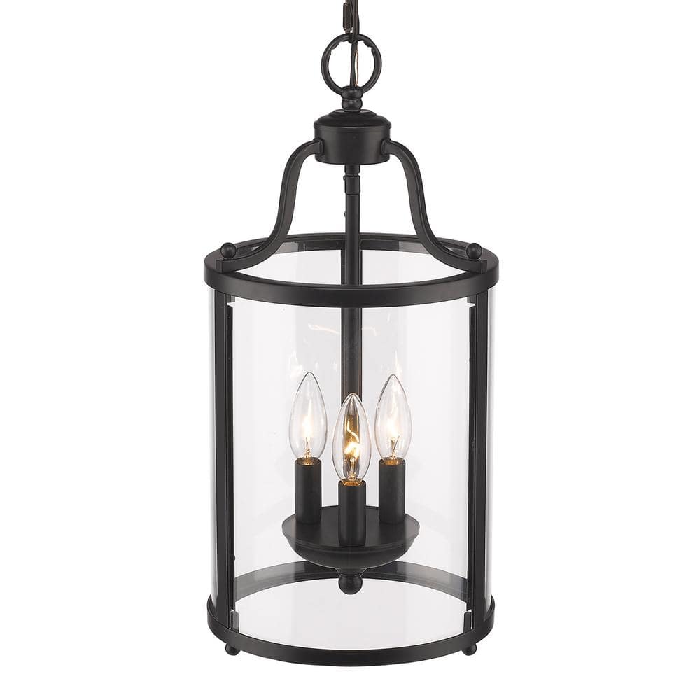 Payton Transitional 3-Light Pendant in Matte Black with Clear Glass