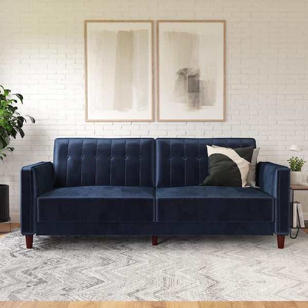 DHP Iris Blue Velvet Tufted Futon