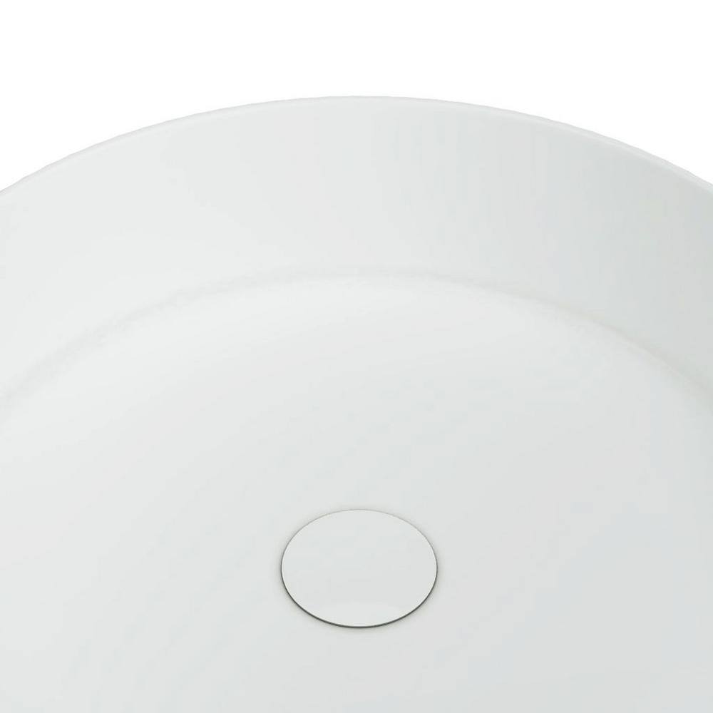 Glossy White Ceramic Round Vessel Bathroom Sink