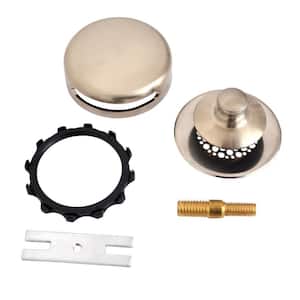 Universal NuFit Push Pull Bathtub Stopper with Grid Strainer, Combo Pin Kit, Brushed Nickel