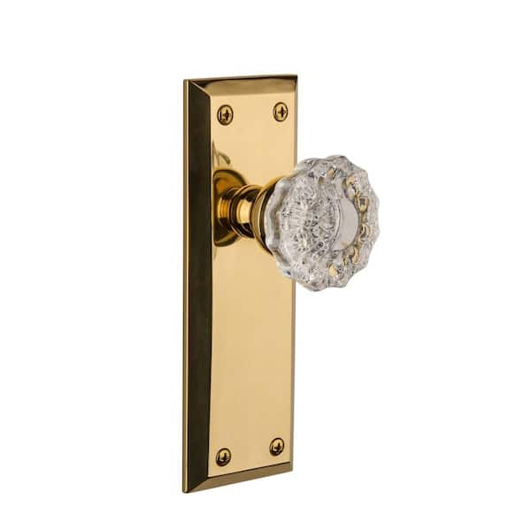 Grandeur Fifth Avenue Lifetime Brass Plate with Privacy Fontainebleau Knob