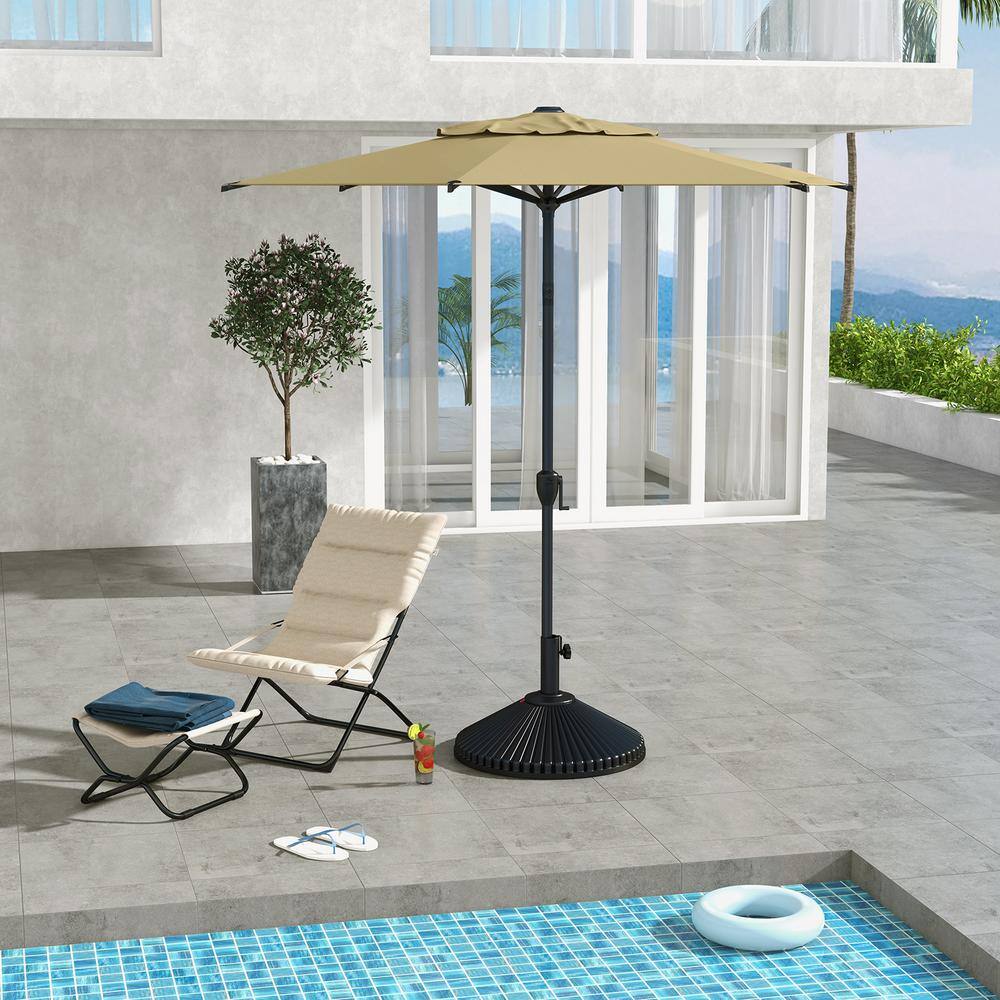 Lyon 7.5ft Brown Polyester Market Umbrella with Charcoal Steel Frame