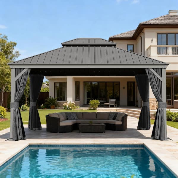 domi outdoor living 13 ft. x 15 ft. Hardtop Gazebo with Steel