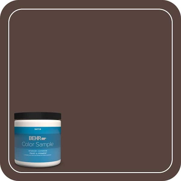 BEHR PREMIUM PLUS 8 oz. #PPF-51 Dark Walnut Satin Enamel Interior/Exterior Paint & Primer Color Sample