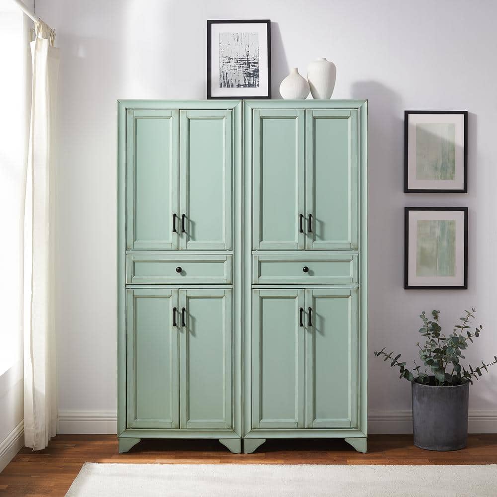 Tara Blue Engineered Wood 47.5 in. Pantry Cabinet Set of 2 price history on PriceWatchPro