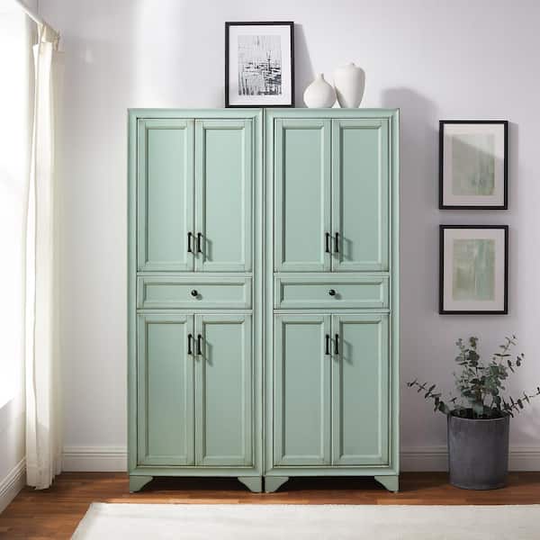 Tara Blue Engineered Wood 47.5 in. Pantry Cabinet Set of 2