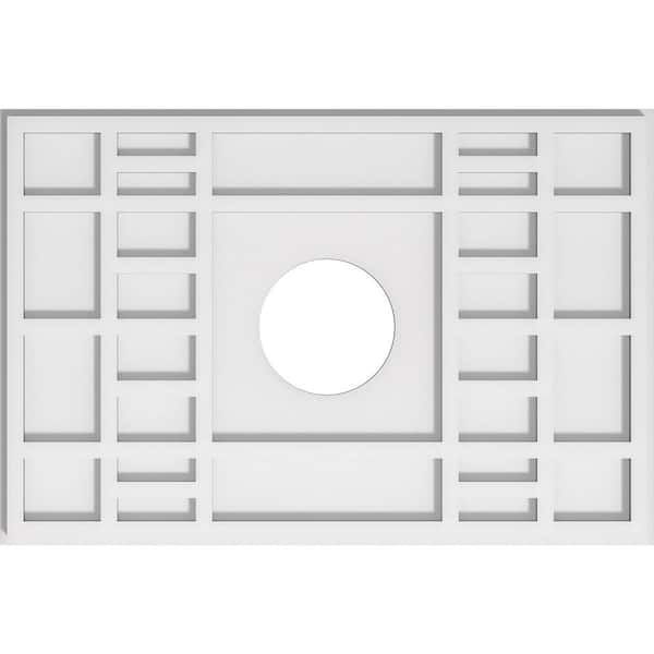 Ekena Millwork 24 in. W x 16 in. H x 5 in. ID x 1 in. P Beaux Architectural Grade PVC Contemporary Ceiling Medallion