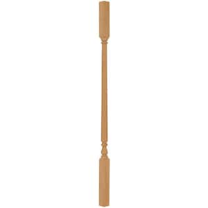 Stair Parts 34 in. x 1-1/4 in. 5141 Unfinished Red Oak Square Top Wood Baluster for Stair Remodel
