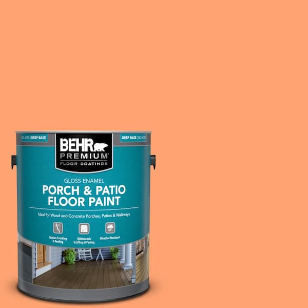 BEHR PREMIUM 1 gal. #P210-5 Cheerful Tangerine Gloss Enamel Interior/Exterior Porch and Patio Floor Paint