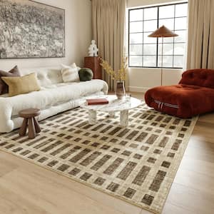 Arvin Olano Julies Striped Area Rug Beige 8 ft. x 10 ft. 2 in. Area Rug