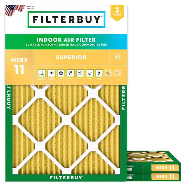 16.38 in. x 21.5 in. x 1 in. MERV 11 (FPR 7) Allergen Defense Pleated HVAC AC Furnace Air Filters Replacement (3-Pack)