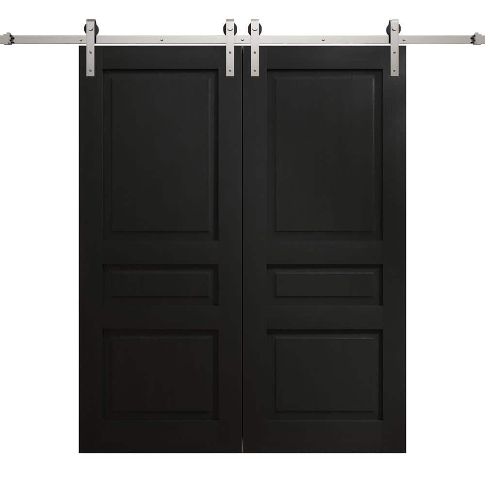 Assemble Required 48 in. x 84 in. Painted Black Oak Solid Wood Double Barn Door Slab With Hardware price history on PriceWatchPro