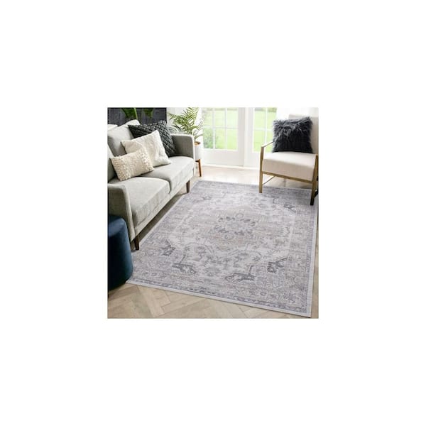 LOOM and LUXE Collection 7 ft. x 5 ft. Ivory Non-Shedding Stylish and Stain Resistant Area Rug