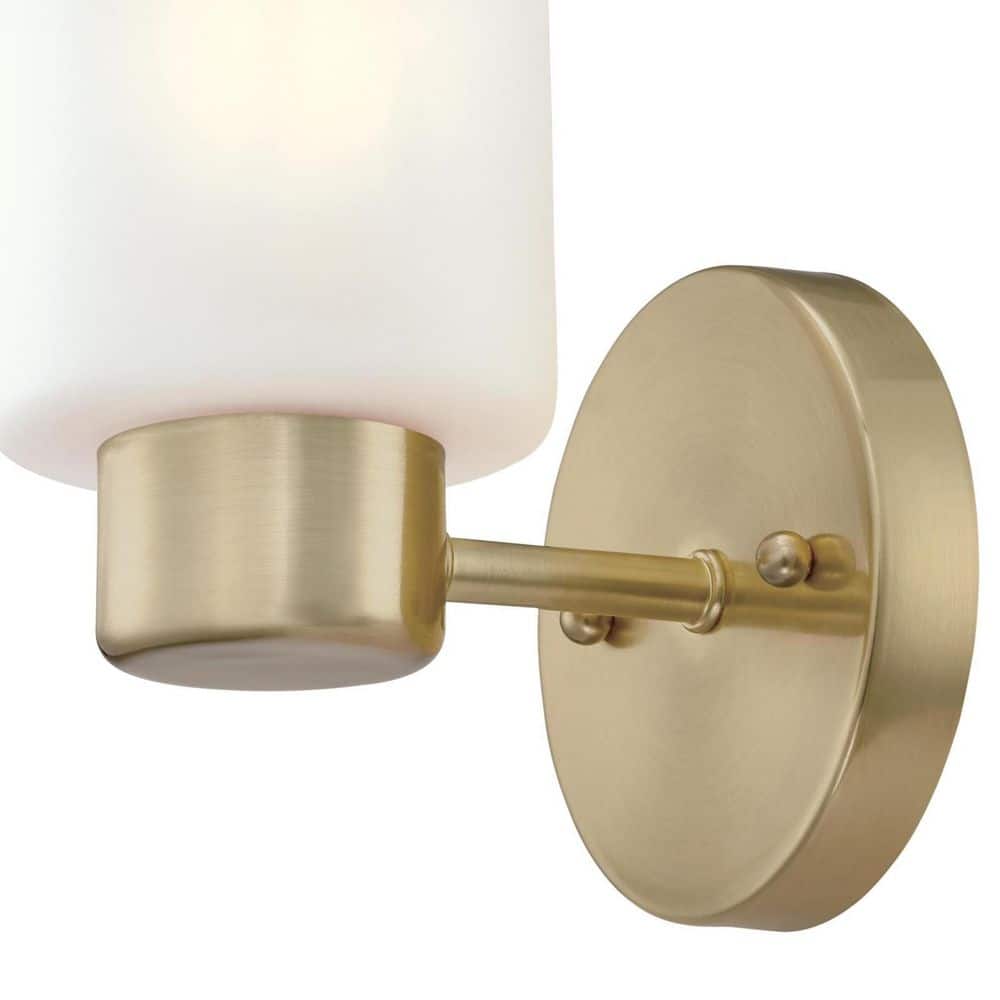 Champagne Brass Cylinder Wall Sconce with Frosted Glass