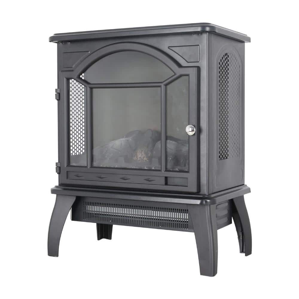 1500-Watt Antique Black 3D Electric Radiant Cabinet Infrared Space Heater w