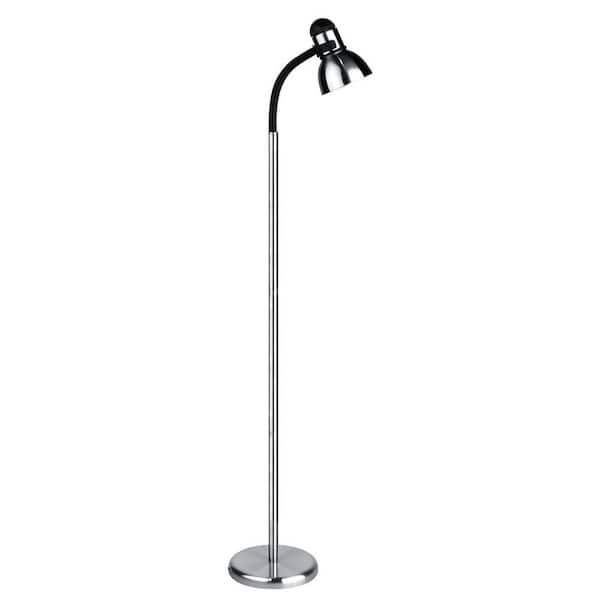 Illumine Designer Collection 57 in. Black Floor Lamp with Polished Steel Black Metal Shade