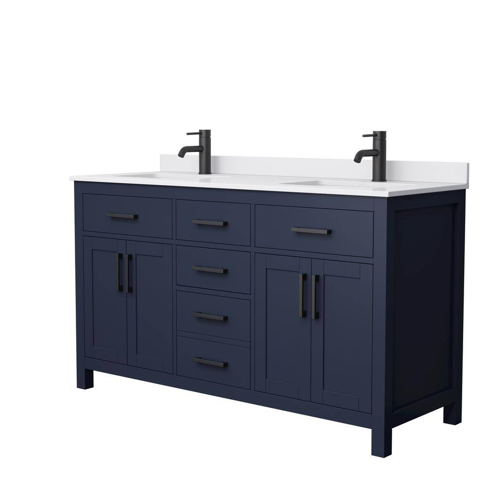 Wyndham Collection Beckett 60 in. W x 22 in. D x 35 in. H Double Sink